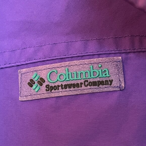 90s Women's Columbia Bugaboo Radial Sleeve Jacket Purple/Green Windbreaker Med - Picture 9 of 14